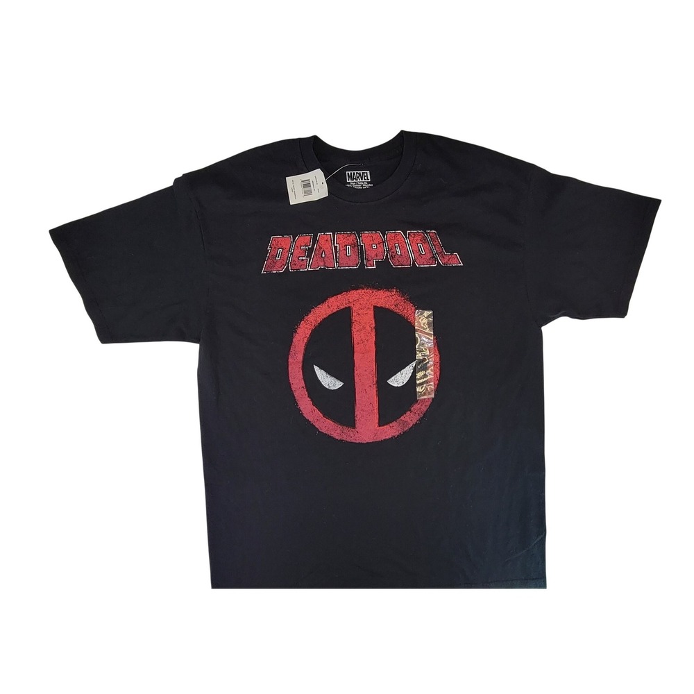 Marvel Deadpool Graphic T Shirt Black Mens XL Short Sleeve Comic Movie Fan